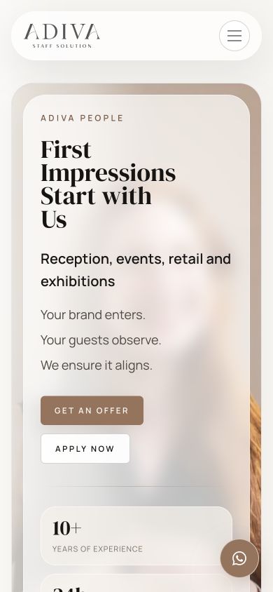 Adivapeople homepage adapted to a narrow mobile viewport