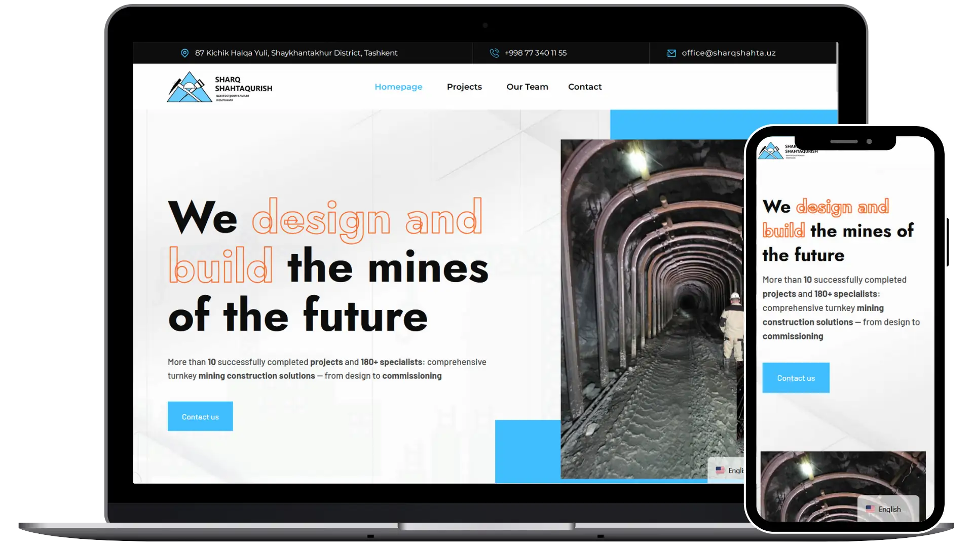 Sharq Shahta-Qurish website screenshot