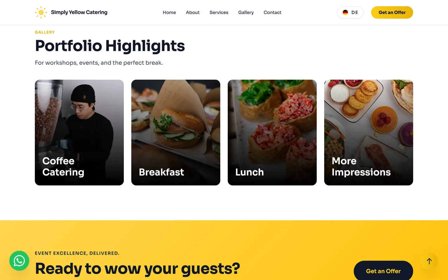 The Simply Yellow portfolio grouped into event types