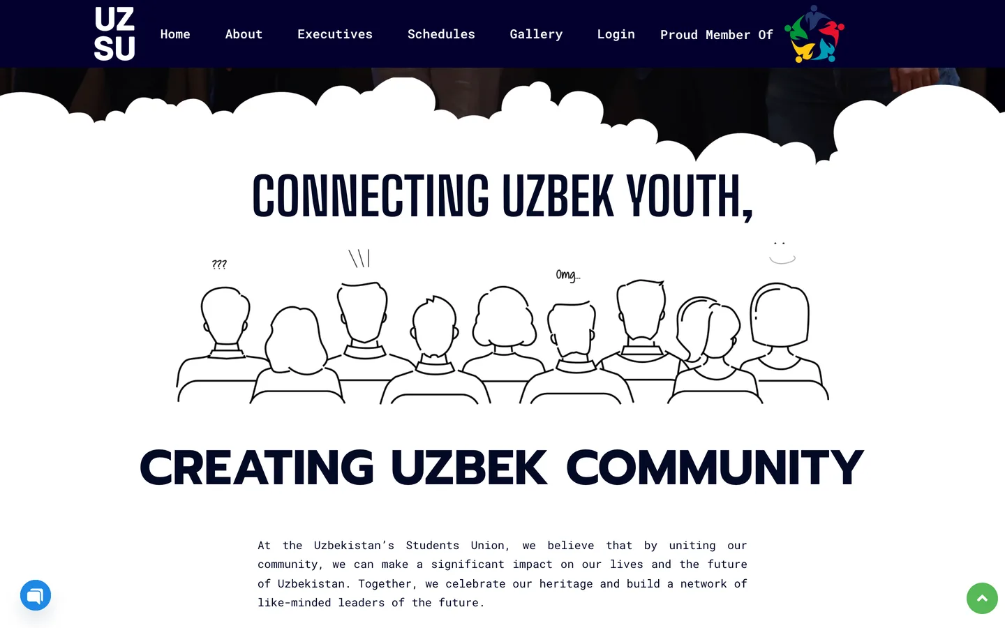 The UzSU community section headed Creating Uzbek Community above the union's statement